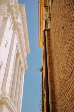 Low angle glimpse of sky with Victor Emmanuel II Monument view in Rome