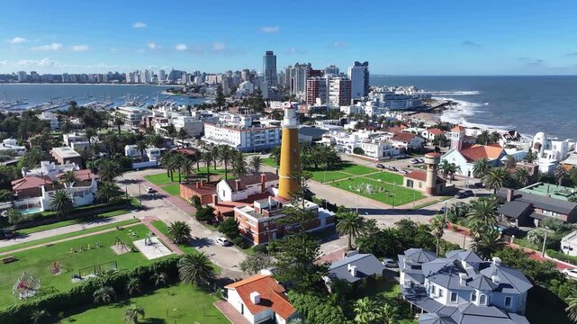 Punta Del Este Skyline In Maldonado Uruguay. Beach Skyline. Tropical Landscape. Summer Travel. Punta Del Este Skyline At Punta Del Este In Maldonado Uruguay. South America Tourism.