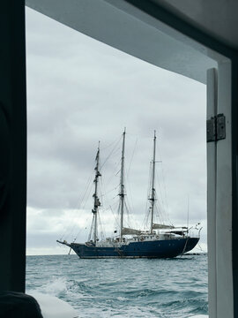 Sailing Ship Anchored at Sea