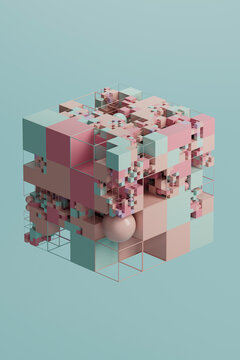 Pastel Pixel Block 3D
