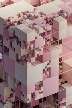 Pastel Voxel Facade 3D