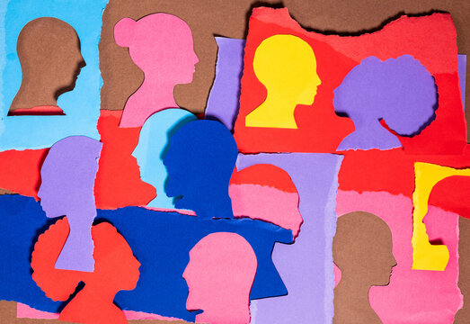 Variouys peoples heads in vivid colors