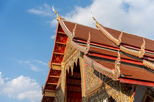 Details of Temple Roof in Chiang Mai During the Day