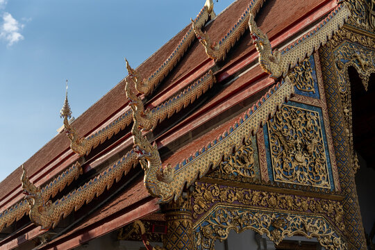 Intricate Roof Details of a Temple in Thailand During Daytime
