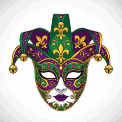 Jester Mask Mardi Gras Carnival Masquerade Party Celebration Fleur de Lis © wati