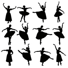 Ballet Dancer Silhouettes: Graceful Poses in Black and White © wati