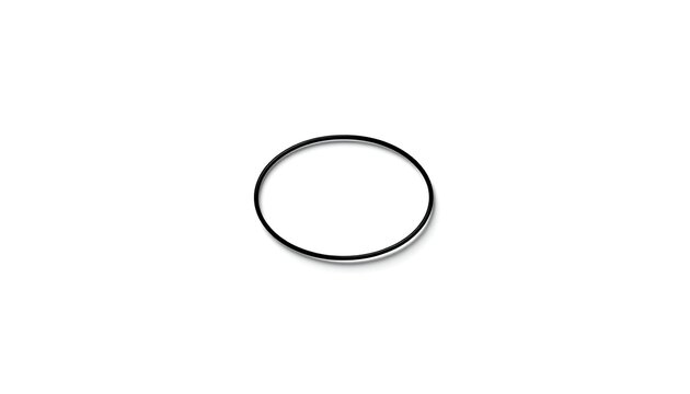 A perfectly symmetrical thin black oval shape with a soft shadow is centered on a white background.