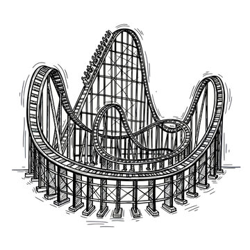 Thrilling Roller Coaster Ride Sketch - Amusement Park Fun