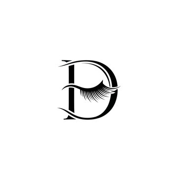Elegant Letter D with Eyelashes - Beauty and Makeup Logo Concept