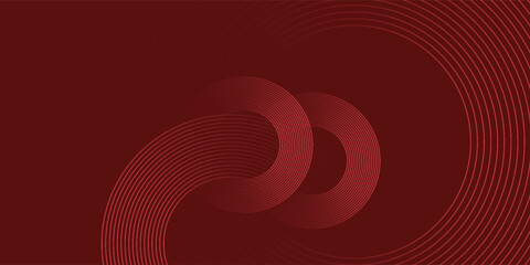 Obraz premium Abstract red background with glowing curve lines. Modern shiny red gradient geometric circle lines pattern. Futuristic concept. Suit for banner, brochure, poster, presentation, cover, website