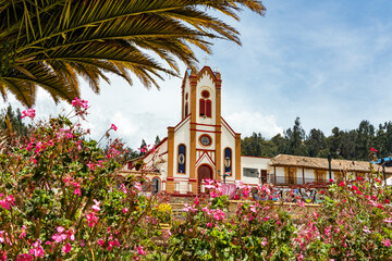Naklejka premium Cuítiva, Boyacá - Colombia. March 3, 2026. Santo Cristo Parish, a Catholic church.