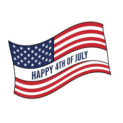 Fototapeta premium Happy 4th of July Waving American Flag Illustration