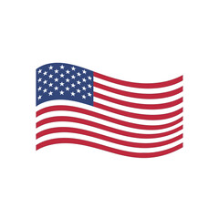 Fototapeta premium Clean and vibrant graphic illustration of a waving American flag, featuring iconic stars and stripes, symbolizing patriotism, freedom, and national identity
