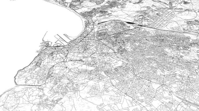 3D looped animation of city - Tangier Morocco