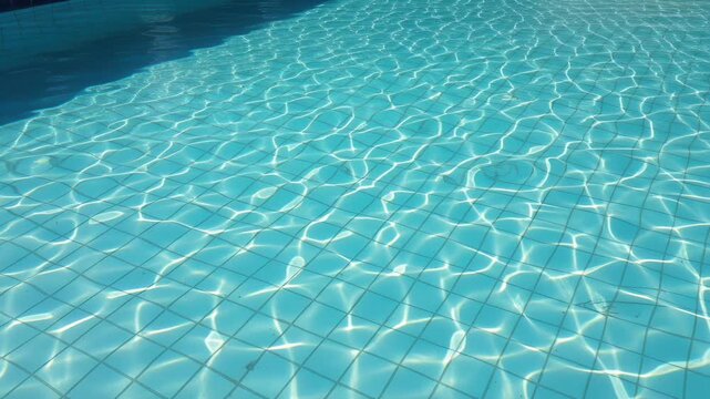 Aquatic Serenity: Glimmering sunlight dances on the surface of a clear, inviting swimming pool, creating a soothing spectacle of aquatic beauty.