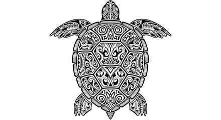 Intricate Black and White Tribal Turtle Design. © Haroh