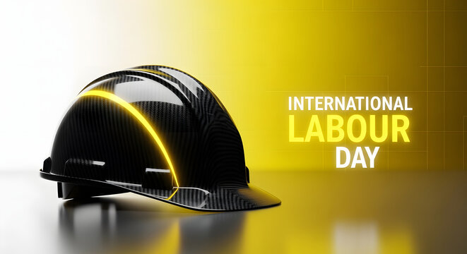 Black carbon fiber hard hat for International Labour Day celebration