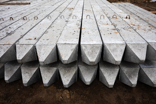 Stacked Concrete Foundation Piles