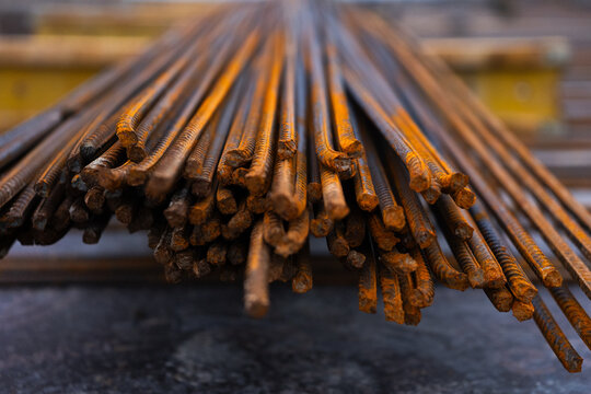 Stacked Steel Rebar Rods