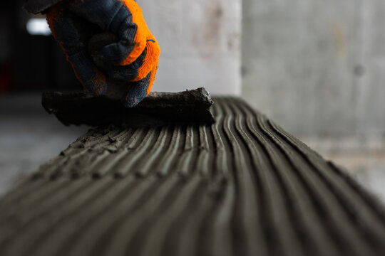 Spreading Mortar with Trowel