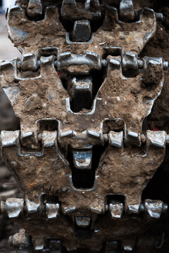 Excavator Track Chain Detail