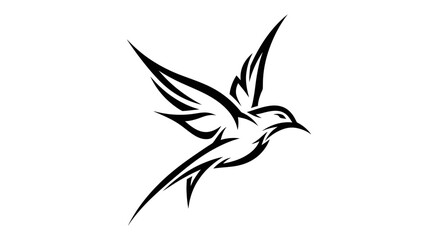 Fototapeta premium Elegant Black and White Tribal Hummingbird Tattoo Design.