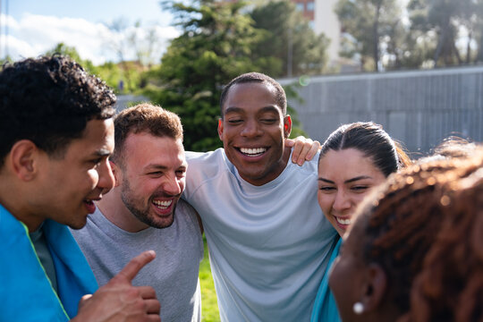 Group of friends sharing a moment outdoors
