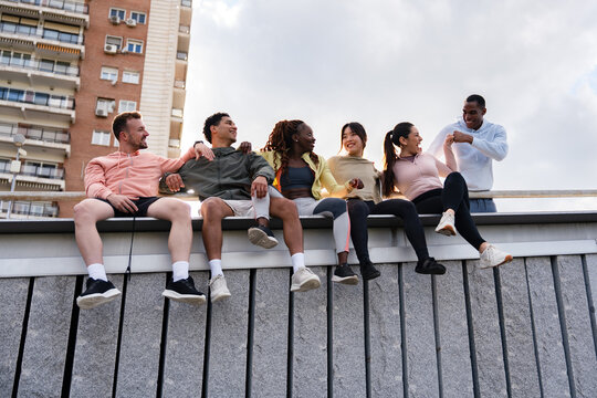 Friends enjoying time on rooftop