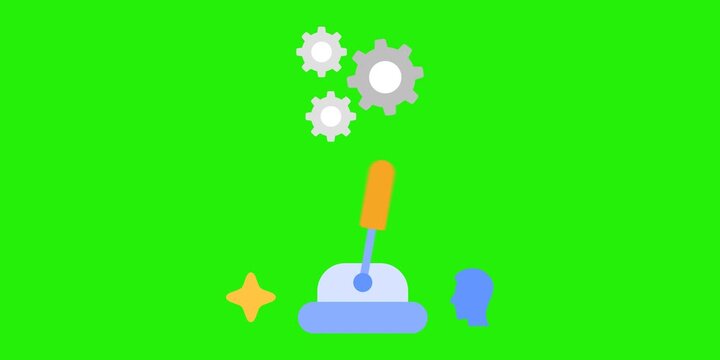 
Automation control toggle switch. Gear driven system linked to AI and human modes. Autopilot and manual override concept scene. Clean interface element detail. Continuous switching motion animation.