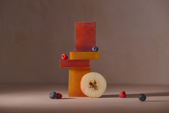 Berries and soap bars. Spa, skin care, organic, zero waste