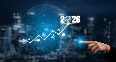 Obraz premium 2026 business goal and growth strategy focuses on business, goal, and growth through roadmap, development, and team-driven achievement with future planning Vouch