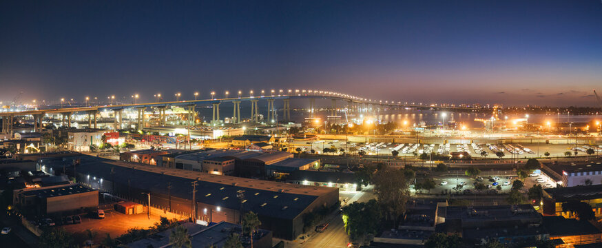 Barrio Logan warehouses and train depot in San Diego, California. 