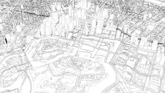 3D looped animation of city - Tokyo Japan
