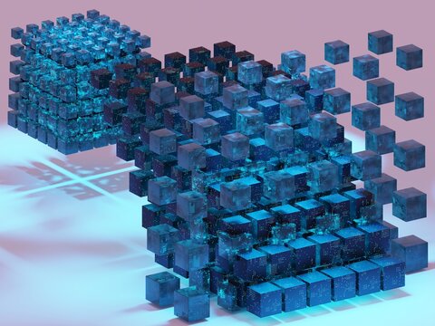 3D Cubes Create a Pattern on a Light Background