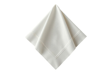 Naklejka premium Folded white textile napkin, featuring a smooth fabric texture. Transparent background for easy layering and mockups