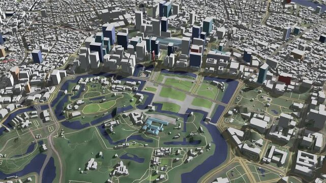 3D looped animation of city - Tokyo Japan