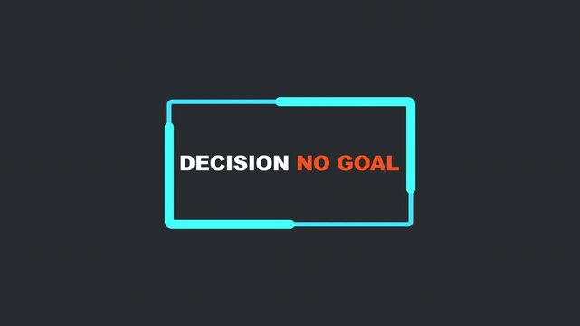 VAR Goal Review Decision Process HUD Motion Graphic. Futuristic Soccer Goal Check Overlay with No Goal Result on Alpha Channel.