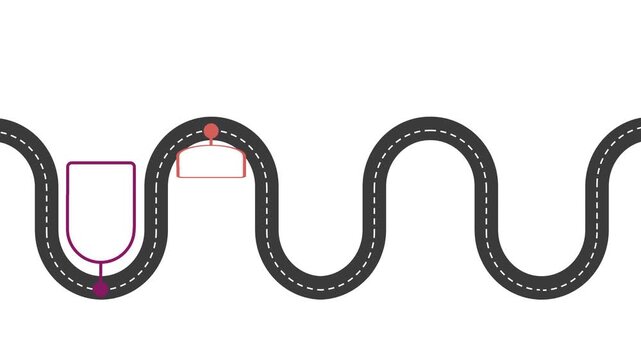 Curved Roadmap Timeline with Infographic Elements for Business Presentation and Project Progress