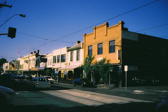 Fitzroy in Melbourne on hot sunny afternoon in summer 
