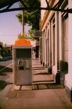 Payphone on the street in Melbourne, Australia 