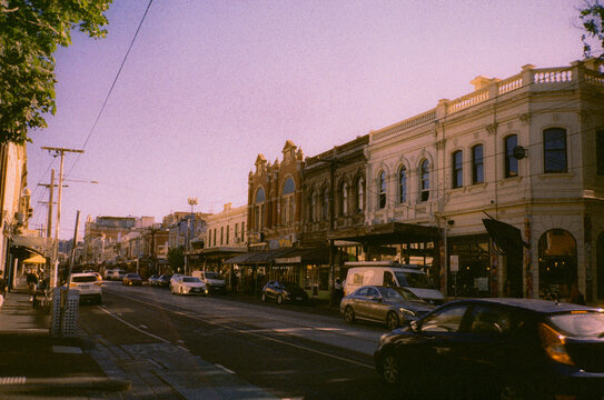 Fitzroy in Melbourne on hot sunny afternoon in summer 