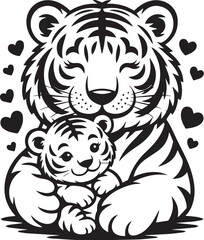 Obraz premium Cute Baby Animals Illustration Set – Cartoon Kawaii Animal Characters, Black and White Kids Nursery Designs
