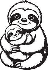 Fototapeta premium Cute Baby Animals Illustration Set – Cartoon Kawaii Animal Characters, Black and White Kids Nursery Designs