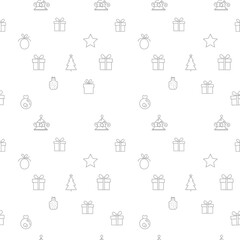 Obraz premium Seamless Pattern of Hand Drawn Christmas Icons and Festive Elements.