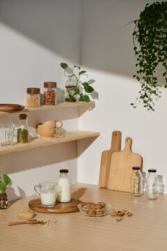 A minimalist breakfast scene with healthy ingredients