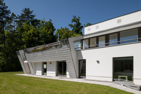 facade of geometric villa