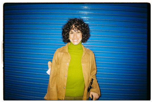 Film portrait of happy woman
