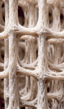 Biological bone structure animation revealing porous organic lattice framework moving in slow motion captured within this high resolution scientific microscopic medical video clip