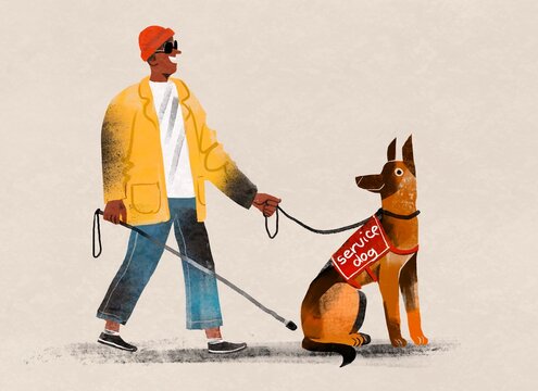 Guide Dog Assisting a Blind Person