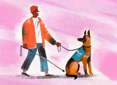 Guide Dog Assisting a Blind Person